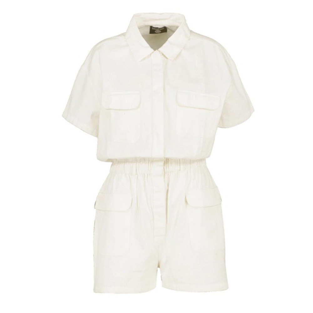 Utility denim romper